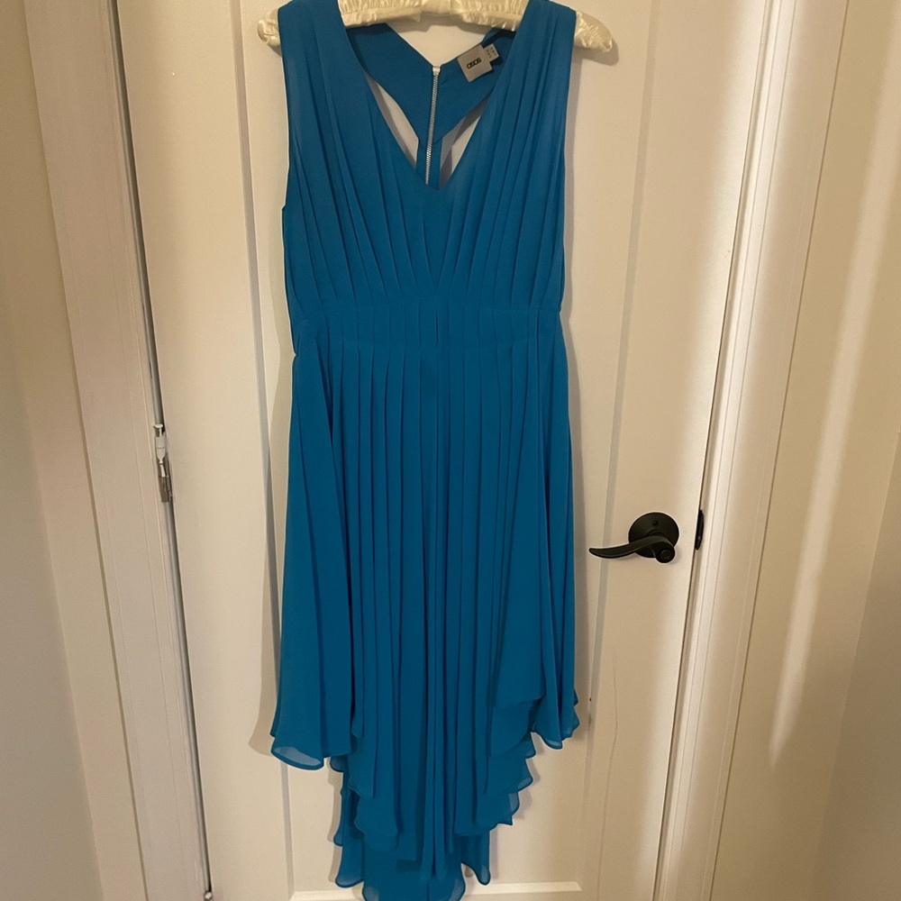 ASOS Blue Asymmetrical Ruched Midi Dress